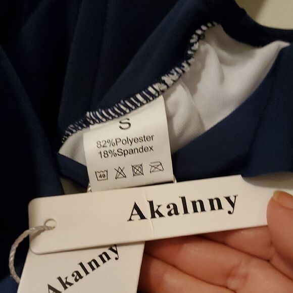 ANavy Ruffled One-Piece Swimsuit - Picture 2 of 6